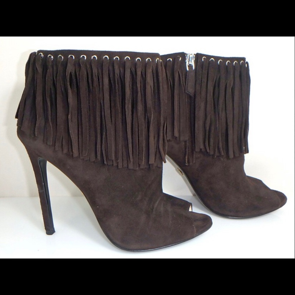 PRADA Dark Brown Fringe Booties Sz 39
Read Below please!